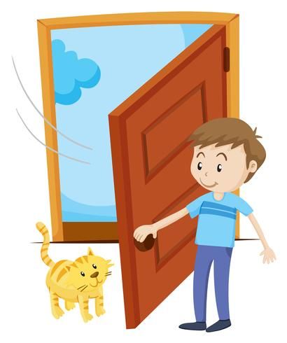 Door Cartoon, Cat Vector, Fall Coloring Pages, Unicorn Coloring Pages, Kids Cartoon, Open The Door, Templates Printable Free, Pet Cat, Cat Illustration