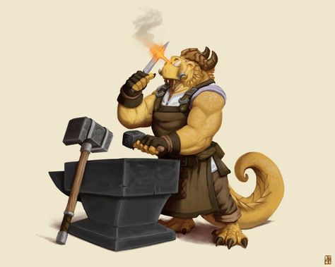 Forge Cleric Dnd, Dragonborn Blacksmith, Brass Dragonborn, Dragonborn Artificer, Forge Cleric, Dnd Dragonborn, Place To Draw, Cool Character Art, Dnd Character Art