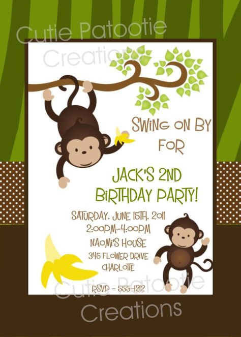 Nice FREE Monkey Birthday Invitations Monkey Party Ideas, Monkey Invitations, Birthday Monkey, Monkey Birthday Party, Monkey Birthday Parties, Boy Monkey, Monkey Party, Curious George Birthday, Monkey Baby Shower