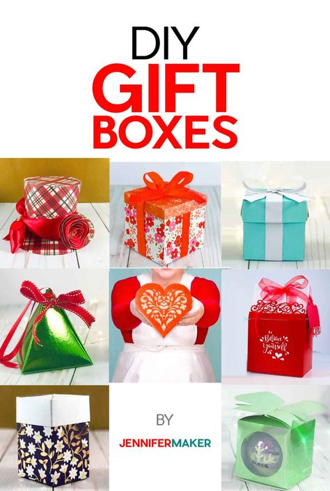 DIY Gift Box Ideas and Templates with Free Patterns by JenniferMaker Box Template Printable Free Patterns, Gift Box Template Printable, Gift Box Template Free, Box Templates Printable Free, Gift Box Pattern, Diy Gift Boxes, Homemade Gift Boxes, Christmas Candy Crafts, Diy Gift Box Template