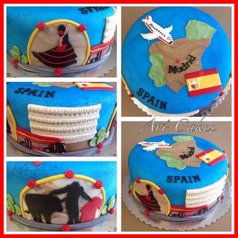 Spain Vacation Cake Spain Cake, 90th Birthday Ideas, Fitness Wall Art, Spanish Flags, Flag Cake, Spain Vacation, 90th Birthday, Birthday Ideas, Spain