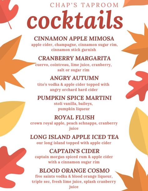 Wine Fall Drinks, Thanksgiving Drinks For Adults, Adult Drinks For Thanksgiving, Drink Specials For Bars Fall, Fall Mimosas Recipe, Mimosa Recipe Fall, Alcholic Drink For Thanksgiving, Fall Wedding Drink Ideas, Thanks Giving Day Cocktails