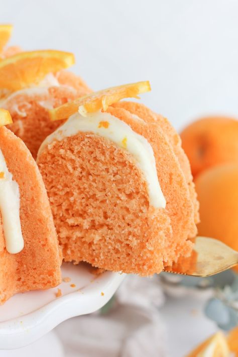 The Best Orange Bundt Cake with Orange Glaze - Baking with Blondie Summer Bundt Cake, Orange Crush Cake, Orange Cream Cake, Orange Bundt Cake Recipe, Bundt Cake Mix, Baking With Blondie, Cake Mix Cakes, Creamsicle Cake, Orange Bundt Cake