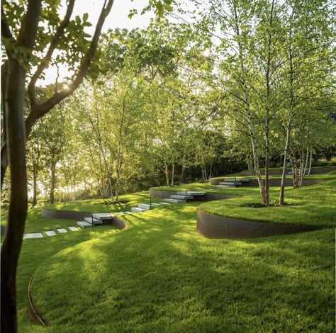 Mound Garden, Library Luxury, Hillside Gardening, Southern Home Magazine, Landscape Stairs, Landscaping A Slope, California Backyard, Landscape And Urbanism Architecture, Home In The Country