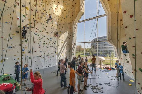 Spordtgebouw,© Ralph Kämena Climbing Hall, Sport Facilities, Indoor Rock Climbing, Climbing Walls, Wall Climbing, Sport Center, Gym Interior, Rock Climbing Wall, Indoor Climbing