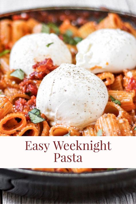 Tomato Basil Burrata Pasta, Pasta Recipes With Burrata, Pasta With Buratta, Pasta With Burrata Recipe, Buratta Pasta Recipe, Recipes With Buratta, Pasta And Burrata, Creamy Burrata Pasta, Pasta Recipes With Burrata Cheese