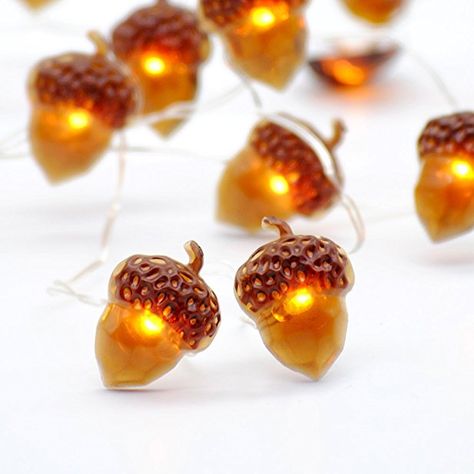 Decorative Lights, Impress Life Acorn Lights String 10 ft Copper Wire 40 LEDs New Battery-powered for Ice Age, Camping, Wedding, Birthday Parties, Bedroom Decorations with Dimmable Remote & Timer. #acornlights #partylights #partysupplies #thanksgiving #thanksgivingdinner #thanksgivingdecor Fall Halloween Bedroom, Midsummer Night's Dream Party, Cute Lighting, Acorn Lights, Acorn House, Tea Factory, Outdoor Thanksgiving, Forest Bedroom, Whimsical Birthday