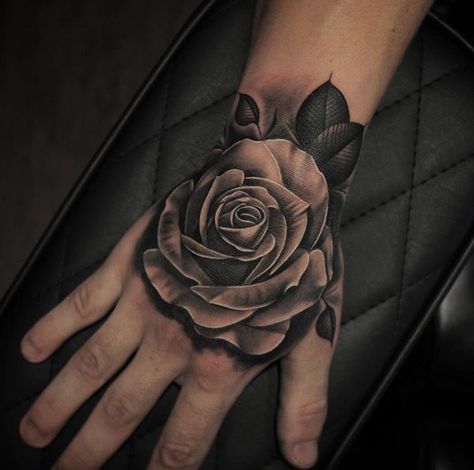 Rose Tattoo On The Hand, Black Rose Hand Tattoo Men, Rose Hand Tattoos For Guys, Hand Rose Tattoo Men, Rose Tattoo Men Hand, Angel Tattoo On Hand, Rose Hand Tattoo Men, Mens Rose Tattoo, Tattoo Rose Hand