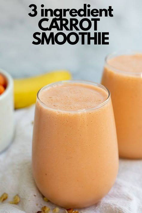 carrot smoothie Carrot Juice Smoothie, Carrot Smoothie Recipe, Simple Vegan Breakfast, Carrot Ginger Smoothie, Sneak In Veggies, Vegan Breakfast Recipes Easy, Easy Juice Recipes, Carrot Smoothie, Banana Drinks