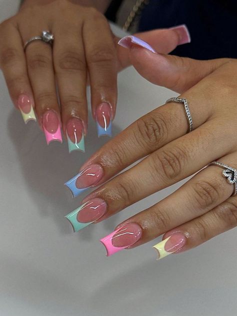 Spring Acrylic Nails, Girly Acrylic, Nagel Tips, Summery Nails, Girly Acrylic Nails, French Tip Acrylic Nails, Acrylic Nails Designs, Cute Acrylic Nail Designs, Summer Acrylic Nails