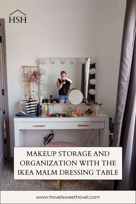 ikea, makeup storage, makeup organization Dressing Table Ideas Storage, Malm Dressing Table Organization, Dressing Table Ikea, Malm Vanity, Ikea Hack Vanity, Ikea Dressing Table, Ikea Malm Dressing Table, Malm Dressing Table, Dressing Table Organisation