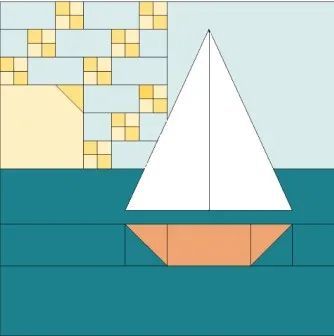 Nautical Quilt Blocks Free Pattern, Beach Hut Quilt Block, Sailboat Quilt Blocks Free Pattern, Boat Quilt Patterns, Sailboat Quilt Pattern, Sailboat Quilt Block, Beach Quilt Patterns Free, Nautical Quilt Pattern, Sailboat Baby Quilt