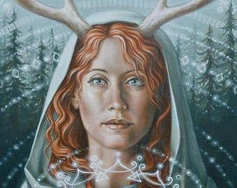 Elen Of The Ways, Feminine Archetypes, Goddess Diana, Autumn Sky, White Hart, Celtic Goddess, Sacred Feminine, Goddess Art, Visionary Art