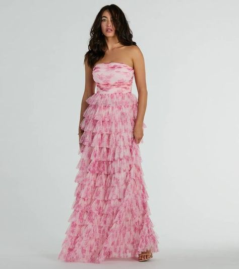 Caterina Formal Strapless Faux … curated on LTK Pretty Senior Pictures, Tiered Gown, Windsor Dresses, Dresses Pink, Wedding Attire, Senior Pictures, Windsor, Pink Dress, Pink Floral