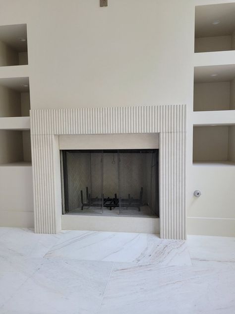 Fluted Fireplace Mantel Surround - Etsy Fluted Fireplace, Modern Fireplace Ideas Living Rooms, Fireplace Mantel Surround, Fireplace Mantel Surrounds, Stone Fireplace Mantel, Mantel Surround, Marble Fireplace Surround, Wood Stove Fireplace, Fireplace Tile Surround