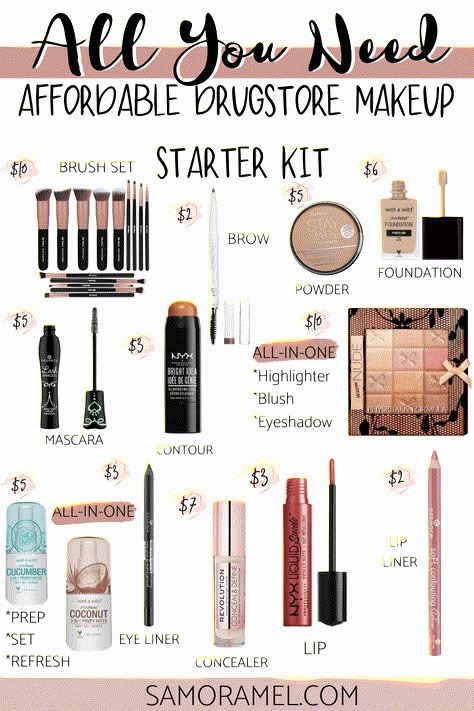 All you need drugstore beauty starter kit! Glam Aesthetic Makeup, Dior Makeup Aesthetic, Beauty Recommendations, Beginner Makeup Kit, Make Up Kits, Drugstore Makeup Tutorial, Makeup Starter Kit, Blonde Balayage Highlights, Makeup Order