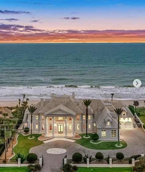 Beach House Mansion, Gated Home, Ormond Beach Florida, Beach House Aesthetic, Florida Mansion, Beach Mansion, Mansion Exterior, Dream Mansion, Dream Beach Houses