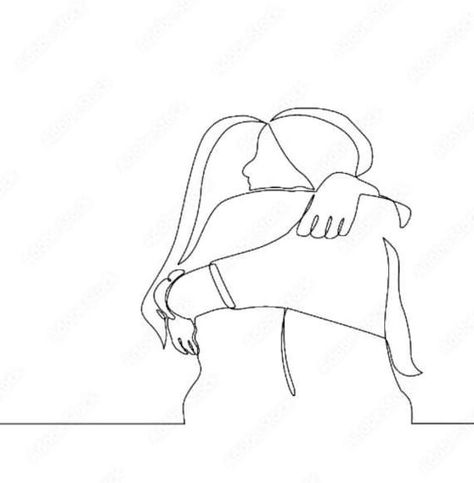 Line Art Drawings Best Friends, One Line Drawing Friends, Hug Line Drawing, Hug One Line Drawing, One Line Drawing People, Friends Hugging Drawing, Continuous Line Drawings, Two People Hugging Drawing, Best Friend Line Art