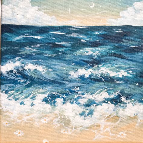 Waves Painting, Aesthetic Artwork, Art Aesthetic, Blue Aesthetic, Painting Ideas, The Ocean, Art Inspo, Art Ideas, Acrylic Painting