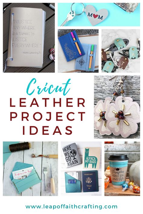 cricut leather projects pinterest Diy Leather Journal, Cricut Leather Projects, Cricut Leather, Faith Crafts, Cricut Maker 3, Diy Leather Projects, Leather Keychains, Maker Project, Cricut Project Ideas