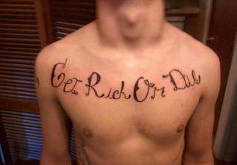 That bad tattoo artist must be dead 'cuz he sure ain't gettin' rich with ink like that! Tattoos Gone Wrong, I Dont Trust Anyone, Worst Tattoos, Watch Your Back, Tattoo Fails, Bad Tattoos, Funny Tattoos, Get Rich, Who Am I