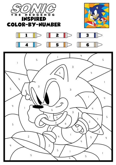 Sonic The Hedgehog Color by Number Printables - In The Playroom Free Sonic Printables, Sonic Activities For Kids, Sonic The Hedgehog Coloring Pages, Hedgehog Crafts, Sonic The Hedgehog Birthday Party, Homeschool Themes, Sonic Coloring Pages, Hedgehog Party, Hedgehog Colors