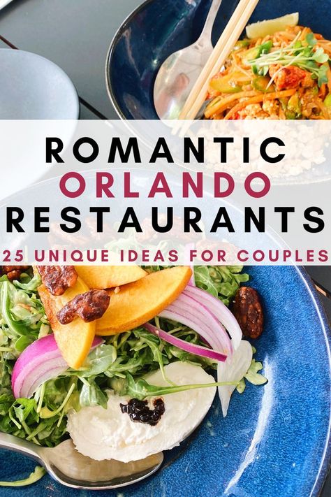 Find out 25 unique Orlando restaurants for date night! These romantic restaurants are perfect for quality time with your significant other #centralfl #orlandorestaurants #floridafoodie Date Night Restaurant, Night Restaurant, Orlando Restaurants, Things To Do In Orlando, Romantic Restaurants, Disney World Travel, Florida Food, Romantic Restaurant, Travel Girl