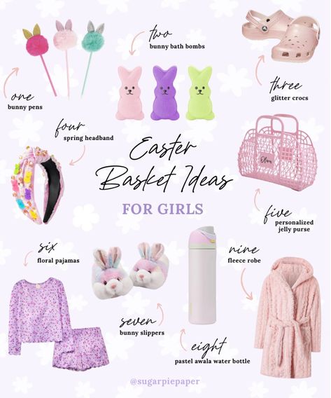 Looking for easter basket ideas for kids no candy?  Check out these cute easter basket ideas for girls 8-10!  Shop these exact easter basket gift ideas for kids here, your daughters will love these girls easter basket gifts! Easter Basket For 6 Year Girl, Easter Basket Ideas 9 Year Girl, Girly Easter Basket Ideas, Candy Free Easter Basket, Easter Basket Ideas For Girls 10-12, Easter Basket Ideas For Kids 8-10, Easter Baskets For Kids 8-10, Easter Basket Ideas For Girls 8-10, Kids Gift Basket Ideas