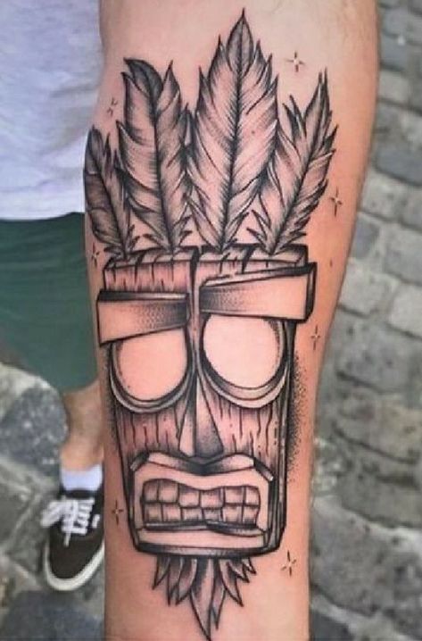 Aku Aku Tattoo, Crash Bandicoot Tattoo, Bioshock Tattoo, Games Tattoo, Tato Maori, Tiki Tattoo, Pisces Tattoos, Mask Tattoo, Gaming Tattoo