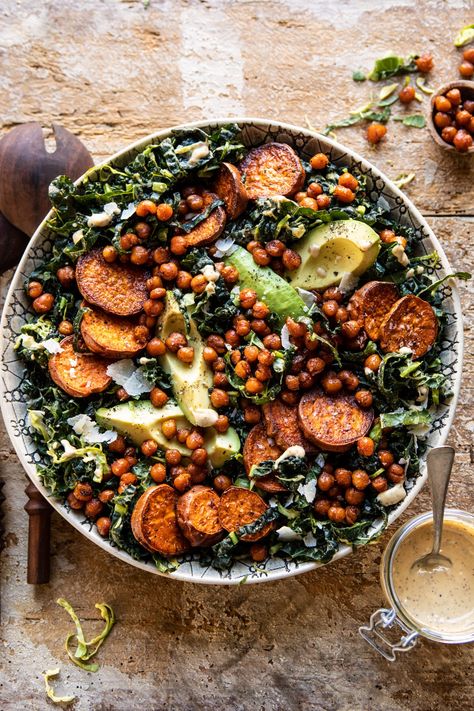 Man Salad Recipes, Summer Kale Salad Recipes, Salad Recipes For Dinner Winter, Healthy Vegan Recipes Clean Eating, Recipes With Nutrition Facts, Hominy Salad, Healthy Kale Salad, Harvest Kale, Warm Kale Salad