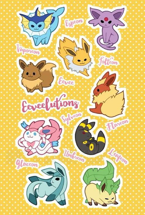 Leafeon Pokemon, Glaceon And Leafeon, Pokemon Chart, Sylveon Umbreon, Eevee Wallpaper, Cartoon Pokemon, Pokemon Nintendo, Pokemon Stickers, Making Stickers