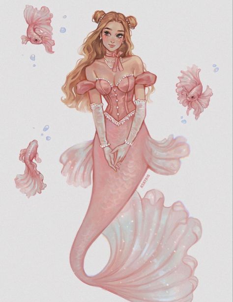 Asayris Art, Mermaid Pose, Mermaid Artwork, Fantasy Mermaids, 2023 Pink, Mermaid Drawings, Mermaid Aesthetic, Pink Mermaid, Cute Mermaid