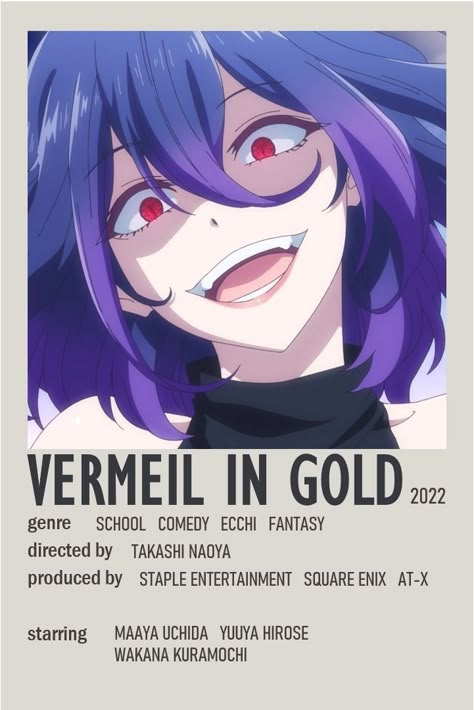 Kinsou No Vermeil, Vermeil In Gold, Anime Minimalist Poster, Anime Sites, Anime Websites, Japanese Animated Movies, Dress Anime, Good Anime Series, Anime Suggestions