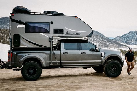 In the Spotlight: F-450 Camplite Truck Camper Rig | Truck Camper Adventure Winter Truck, Truck Bed Camper, Trucks Lifted Diesel, Мотоциклы Cafe Racers, Overland Truck, Super Duty Trucks, Truck Tailgate, Custom Pickup Trucks, Off Road Camper