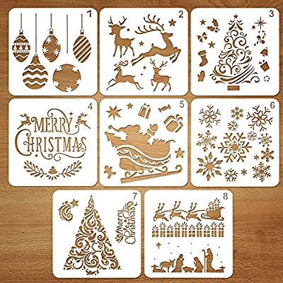 Amazon.com: Coogam 8 Pcs Christmas Stencils Template - Reusable Plastic Craft for Art Drawing Painting Spraying Window Glass Door Car Body Wood Journaling Scrapbook Holiday Xmas Snowflake DIY Decoration 5x5 inch Diy Snowflake Decorations, Snowflake Stencil, Diy Christmas Paintings, Plastic Craft, Tree Stencil, Snow Flakes Diy, Drawing Stencils, Diy Gift Card, Christmas Stencils