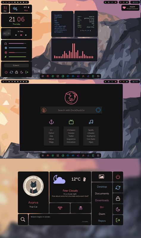 Linux Rice, Dashboard Design Template, Technology Design Graphic, Desktop Environment, Ui Design Dashboard, Fix Your Posture, Ricers, Desktop Themes, Learn Computer Coding