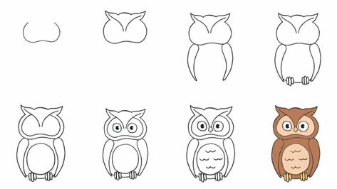 How to Draw an Owl Step by Step How To Paint An Owl Step By Step, How To Draw An Owl Step By Step, How To Draw An Owl, Owl Drawing Simple, Cute Owl Drawing, Draw An Owl, Owl Doodle, Transfer To Wood, Owl Drawings