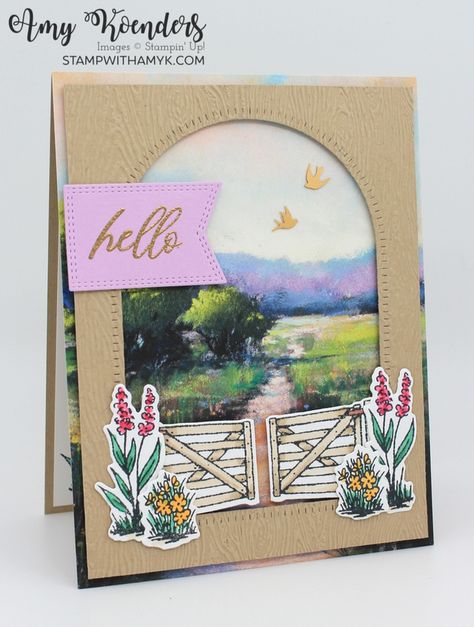 Stampin’ Up! Garden Meadow Hello Card With Video Tutorial – Stamp With Amy K Meandering Garden, Garden Meadow, Up Craft, Nature Card, Stampin Up Card Ideas, Hello Cards, Fall Mini, Stampin Up Card, Some Cards