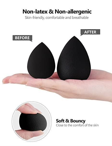 InnoGear Makeup Sponge, 10 Pcs Makeup Sponges Blender Set Beauty Cosmetic Foundation Blending Applicator Puff, Flawless for Liquid Cream Powder (Basic Black) Black Makeup Sponge, Foundation Contouring, Beauty Blender Sponge, Foundation Sponge, Makeup Sponges, Flawless Makeup Application, Black Makeup, Foundation Powder, Makeup Sponge