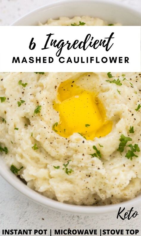 Vegan Mashed Cauliflower, Cauliflower Mashed Potatoes Recipe, Keto Mashed Cauliflower, Garlic Mashed Cauliflower, Mashed Cauliflower Recipe, Creamy Mashed Cauliflower, Keto Instant Pot Recipes, Cauliflower Mashed, Cauliflower Mashed Potatoes