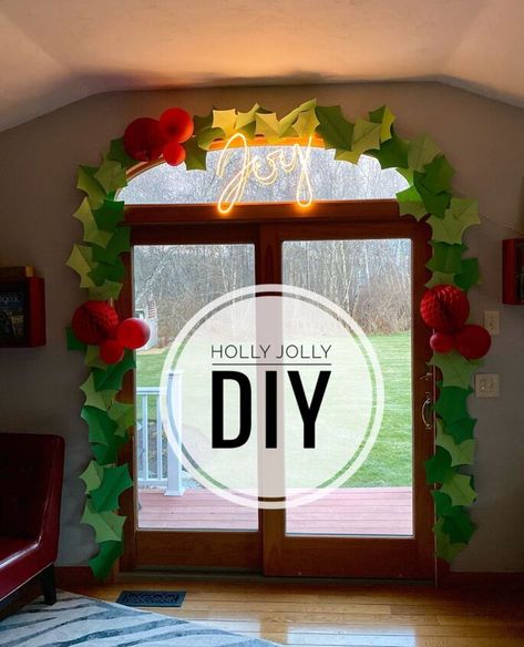 Giant Holly Garland, Archway Decor Christmas, Bowling Ball Crafts, Archway Decor, Easy Grammar, Welcome December, Grammar School, Giant Paper Flowers, Red Balloon