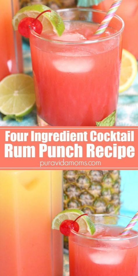 Tropical Rum Punch, Rum Punch Recipe, Rum Punch Cocktail, Fruity Mixed Drinks, Rum Drinks Recipes, Fruity Alcohol Drinks, Alcoholic Punch Recipes, Pitcher Drinks, Rum Punch Recipes