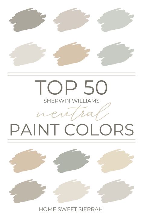 50 Most Popular Sherwin Williams Neutral Colors - homesweetsierrah.com Neutral Paint Color Bedroom, Living Room Color Themes, Gender Neutral Paint Colors Kids Rooms, Living Room Color Scheme Ideas Neutral, Neutral Black Living Room, Modern Neutral Paint Colors, Sherwin Williams Neutral Colors, Neutral Color Palette For Home, Neutral Bedroom Paint Colors