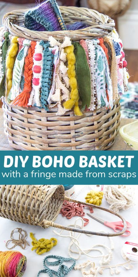 Diy Auction Items Crafts, Boho Storage Ideas, Diy Boho Basket, Boho Summer Decor, Boho Basket Decor, Boho Crafts Diy Decor, Colorful Boho Decor, Boho Porch, Boho Storage