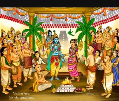 Ramayan Images, Godha Devi, Painting In Fabric, Vishnu Art, Tulsi Vivah, Devotional Images, God Painting, Jay Shree Krishna, Durga Ma