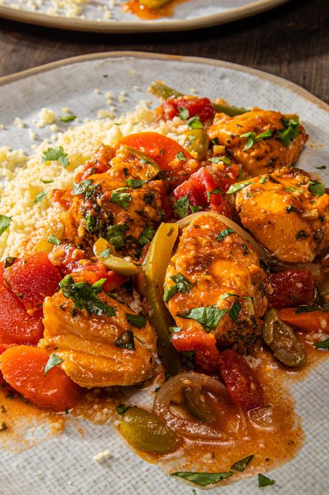 Fish Tagine Moroccan, Moroccan Fish Tagine, Fish Tagine Recipes, Moroccan Fish Recipe, Moroccan Tagine Recipes, Fish Tagine, Tagine Cooking, Moroccan Fish, Moroccan Tagine