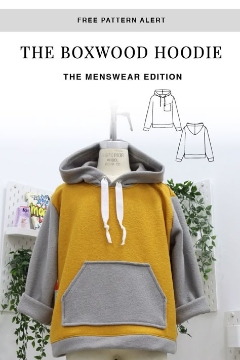 Batwing Hoodie Pattern, Making Clothes Patterns, Create Sewing Pattern, Sewing Patterns Free Hoodie, Easy Hoodie Sewing Pattern, Modern Sewing Patterns Free, Sew Cardigan Pattern Free, Sewing Patterns Fleece, Crewneck Sewing Pattern