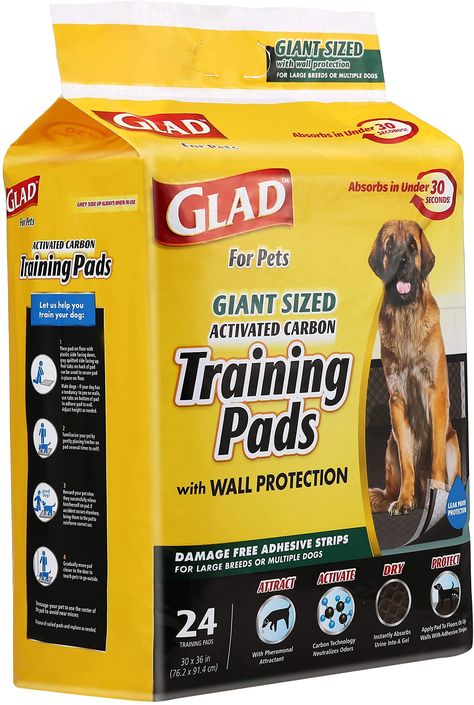 Amazon.com : Glad for Pets Activated Carbon Puppy Training Pads, Giant Size | Charcoal Puppy Pads for Dogs, Large Dog Pee Pads | Super Absorbent and Leak Proof Wee We Puppy Pee Pads | 24 Pack Puppy Pads : Pet Supplies Pee Pads For Dogs, Puppy Potty Training, Dog Crate Pads, Pet Training Pads, Quilted Cushion, Puppy Pads Training, Dog Pee Pads, Potty Pads, Dog Urine