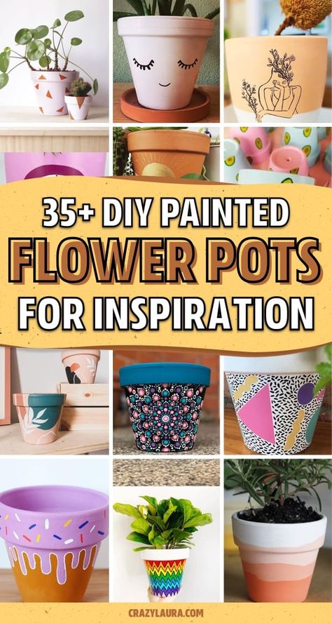 Whether you want to add some decoration to your terracotta pots or you want to transform your planters with a hand painted boho vibe… check out these awesome home DIY painted flower pot ideas for inspiration to make yours perfect! #paintedflowerpot #gardenideas #diy #gardenprojects Decorated Clay Pots Terra Cotta, Diy Decorated Pots For Plants, Small Plant Pots Ideas, Diy Painting Clay Pots, Paint A Terracotta Pot, Painting Clay Flower Pots, Pottery Painting Ideas Flower Pot, Ideas For Terracotta Pots, Pottery Planter Painting Ideas