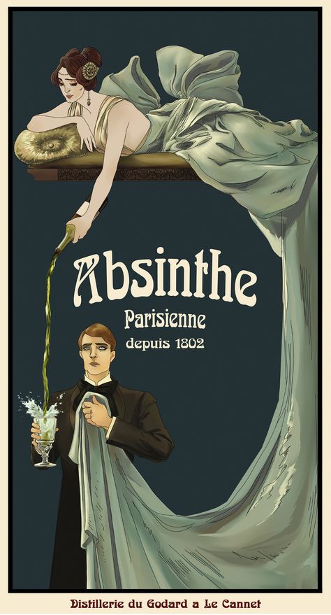 Absinthe Poster, Green Fairy Absinthe, Absinthe Art, Poster Drink, Artemisia Absinthium, Vintage French Posters, Drink Poster, Vintage Poster Wall, Art Nouveau Poster